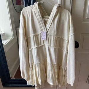 Free people ruffled sweatshirt white sands (L)